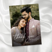 Moderne minimale elegante kalligrafie foto bruilof bedankkaart