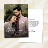 Moderne minimale elegante kalligrafie foto bruilof bedankkaart