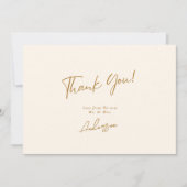 Moderne minimale elegante koper handgeschreven bru bedankkaart (Voorkant)