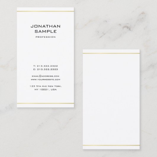 Moderne, minimale, elegante, professionele Gold-lo Visitekaartje (Voorkant / Achterkant)