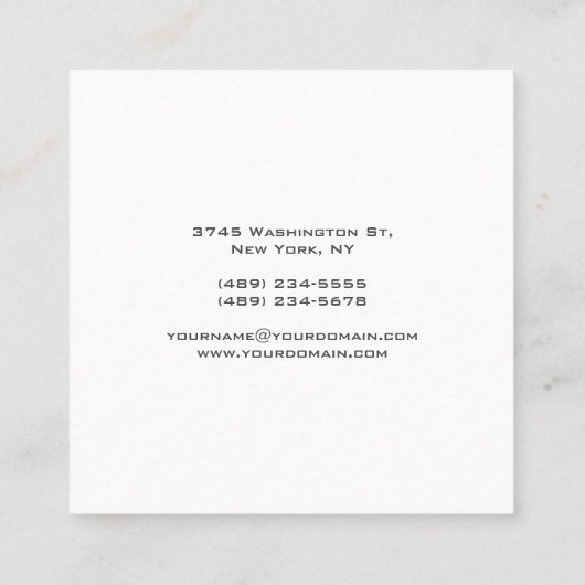 Moderne, minimale, elegante professionele speelpla vierkante visitekaartje (Achterkant)