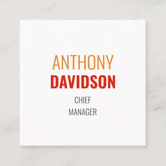 Moderne, minimale, elegante professionele speelpla vierkante visitekaartje (Voorkant)