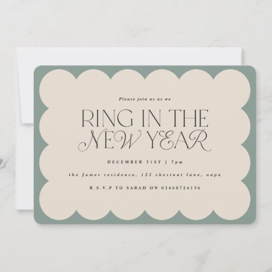 Moderne minimale elegante salie groene retro golve kaart (Voorkant)