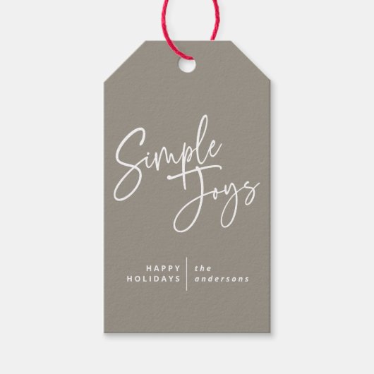 Moderne, minimale elegante scriptvakantiefoto cadeaulabel (Voorkant)