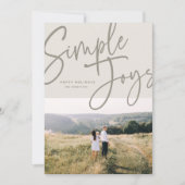 Moderne, minimale elegante scriptvakantiefoto feestdagenkaart (Voorkant)