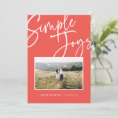 Moderne, minimale elegante scriptvakantiefoto feestdagenkaart (Staand voorkant)