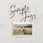 Moderne, minimale elegante scriptvakantiefoto feestdagenkaart (Voorkant / Achterkant)