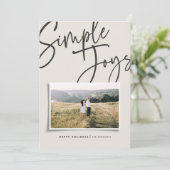 Moderne, minimale elegante scriptvakantiefoto feestdagenkaart (Staand voorkant)