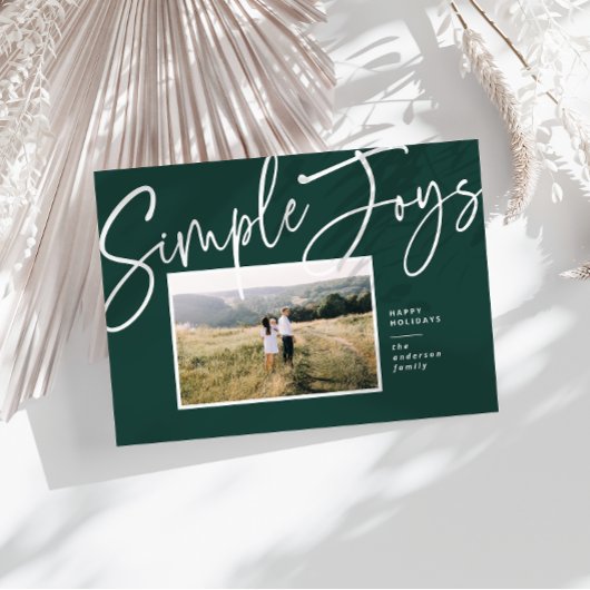 Moderne, minimale elegante scriptvakantiefoto feestdagenkaart