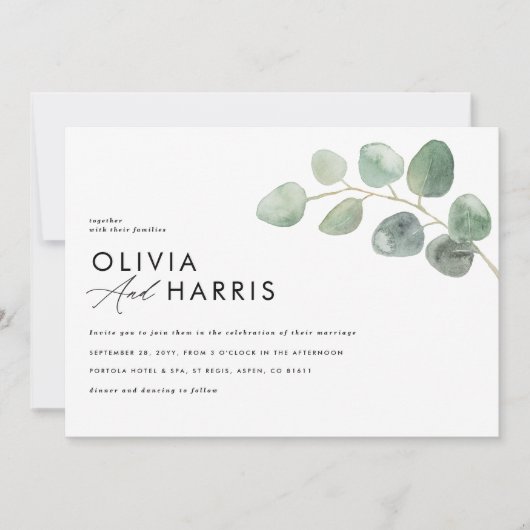 Moderne minimale elegante stijlvolle eucalyptus kaart (Voorkant)