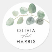 Moderne minimale elegante stijlvolle eucalyptus ronde sticker (Voorkant)