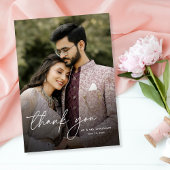 Moderne minimale elegante verticale foto bruiloft bedankkaart