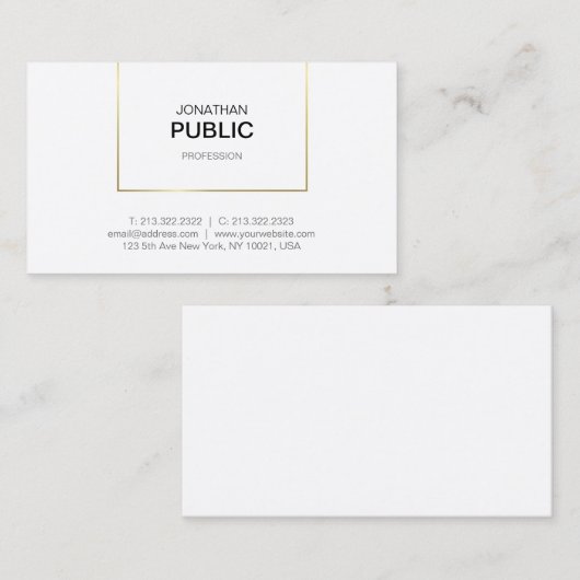 Moderne, minimale elegante vormgeving met goudvlek visitekaartje (Voorkant / Achterkant)