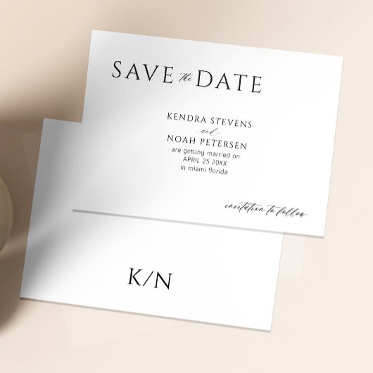 Moderne minimale elegante zwart-witte bruiloft save the date