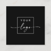 Moderne minimale elegante zwarte foto QR code Vierkante Visitekaartje (Achterkant)