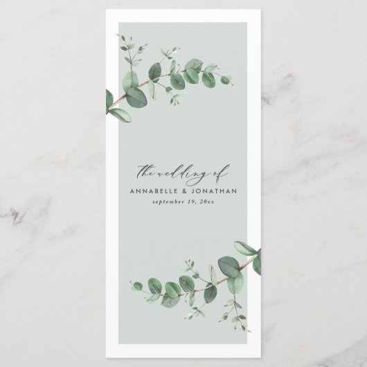 Moderne minimale eucalyptus eenvoudige elegante br menu (Achterkant)