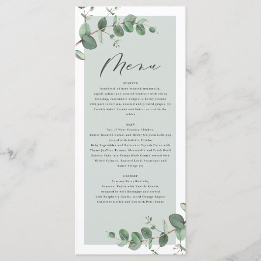 Moderne minimale eucalyptus eenvoudige elegante br menu (Voorkant)