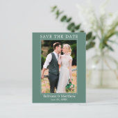 Moderne, minimale Eucalyptus Green Save the Date Briefkaart (Staand voorkant)