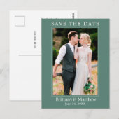 Moderne, minimale Eucalyptus Green Save the Date Briefkaart (Voorkant / Achterkant)