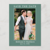 Moderne, minimale Eucalyptus Green Save the Date Briefkaart (Voorkant)