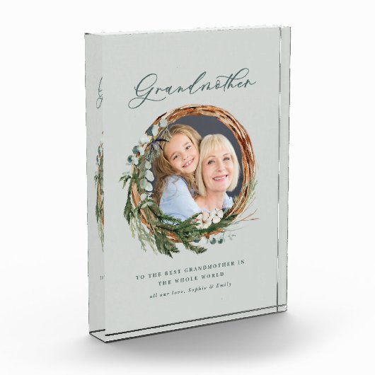 Moderne minimale eucalyptuskrans foto grootmoeder (Links)