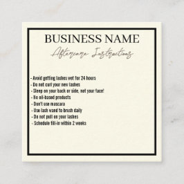 Moderne, minimale Eyelashes Aftercare Card Vierkante Visitekaartje