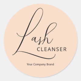Moderne minimale eyelashreiniger beige ronde sticker
