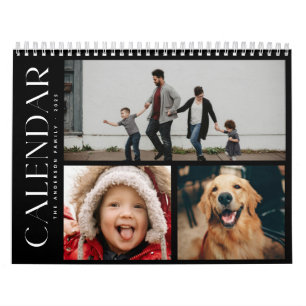 Moderne minimale familie 3 fotocollage kalender