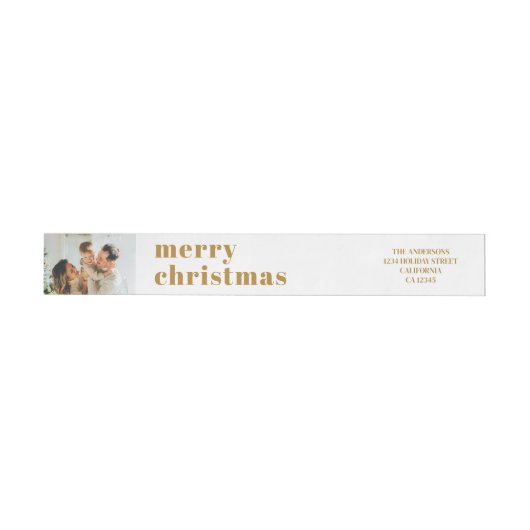 Moderne Minimale Familie Foto Gouden Kerst Wrap (Individueel)