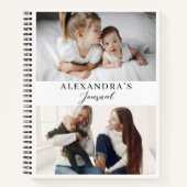 Moderne minimale familie twee foto gepersonaliseer notitieboek (Voorkant)