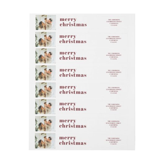 Moderne Minimale Familiefoto Rode Kerstverpakking (Vel)