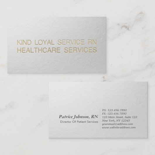 Moderne minimale Faux Gold Foil aangepaste reliëft Visitekaartje (Voorkant / Achterkant)