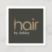 Moderne Minimale Faux Metalen Olie Zwart Bold Hair Vierkante Visitekaartje (Voorkant)