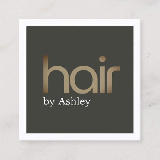 Moderne Minimale Faux Metalen Olie Zwart Bold Hair Vierkante Visitekaartje (Voorkant)