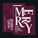 Moderne, minimale feestelijke feestelijke kerst feestdagenkaart<br><div class="desc">Moderne,  minimale traditionele retro  grafische typografie,  bogundy kerst kerstfeestkaart. Een deel van een stoutmoedig feestelijk collectie.</div>