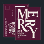 Moderne, minimale feestelijke feestelijke kerst feestdagenkaart<br><div class="desc">Moderne,  minimale traditionele retro  grafische typografie,  bogundy kerst kerstfeestkaart. Een deel van een stoutmoedig feestelijk collectie.</div>