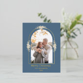 Moderne, minimale Floral Arch Foto grijs Folie Feestdagen Briefkaart (Staand Voorkant)