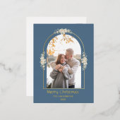 Moderne, minimale Floral Arch Foto grijs Folie Feestdagen Briefkaart (Voorkant / Achterkant)