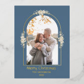 Moderne, minimale Floral Arch Foto grijs Folie Feestdagen Briefkaart (Voorkant)