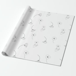 Moderne, minimale Floral Pattern Black & White Cadeaupapier
