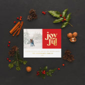 Moderne, minimale Folie voor rode kersttypografie Folie Feestdagen Briefkaart