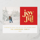 Moderne, minimale Folie voor rode kersttypografie Folie Feestdagen Briefkaart (Voorkant)