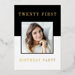 Moderne minimale foto 21e verjaardag folie uitnodiging
