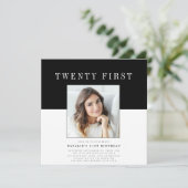 Moderne minimale foto 21e verjaardag kaart (Staand voorkant)