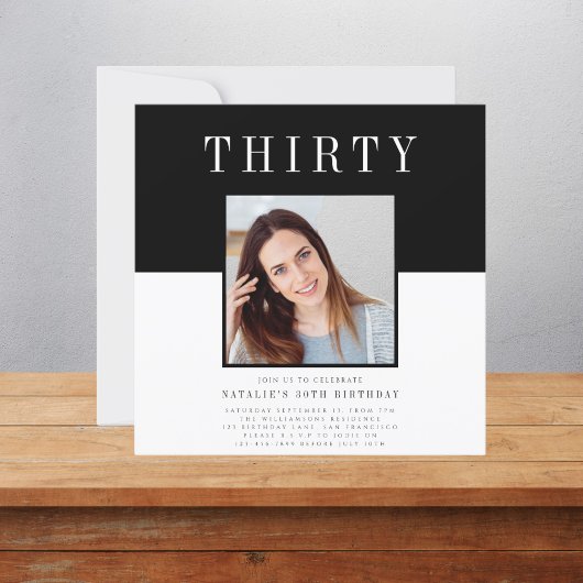 Moderne minimale foto 30e verjaardag kaart