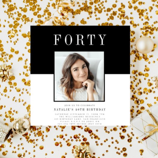 Moderne minimale foto 40e verjaardag kaart