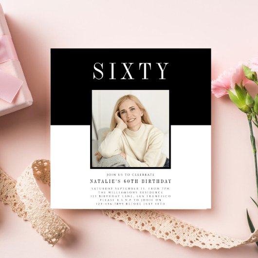 Moderne minimale foto 60e verjaardag kaart