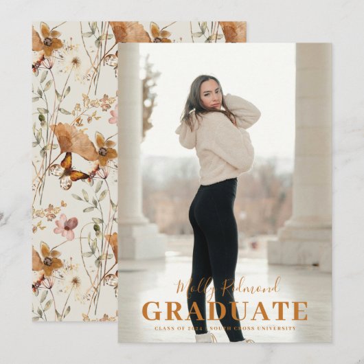 Moderne minimale foto Afstuderen aankondiging (Voorkant / Achterkant)