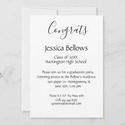 Moderne, minimale foto-Afstuderen Kaart (Achterkant)