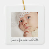 Moderne minimale foto baby's eerste kerst keramisch ornament (Voorkant)